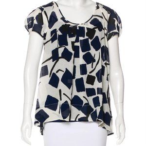 DVF Diane Von Furstenberg Blue Geometric Silk Top 4